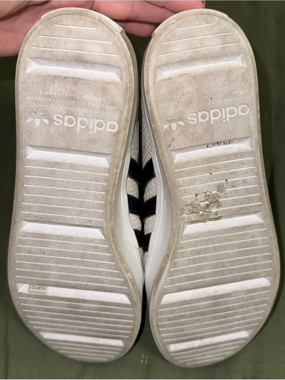 adidas White/grey suede High-Top Sneakers with Black Stripes woman’s size 9